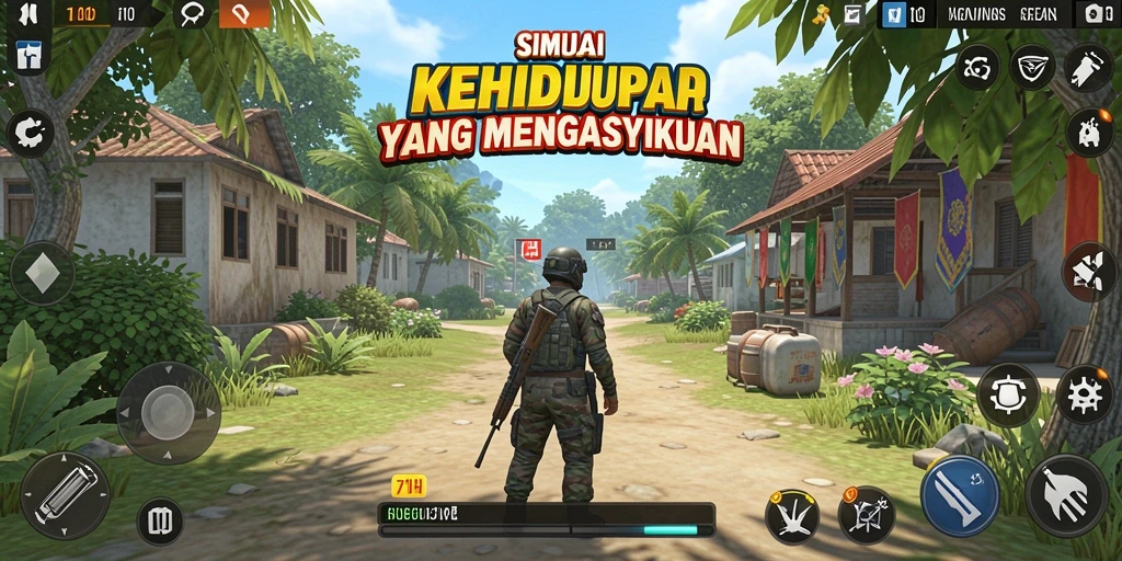 Screenshot utama 71H menampilkan karakter yang berinteraksi dalam dunia virtual.