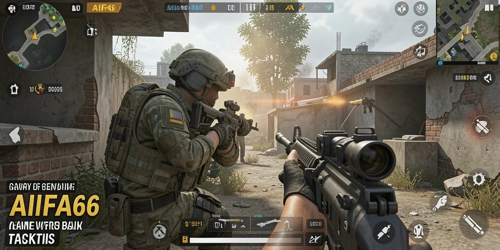 Screenshot utama AIFA66 menampilkan aksi mendebarkan dalam permainan FPS.