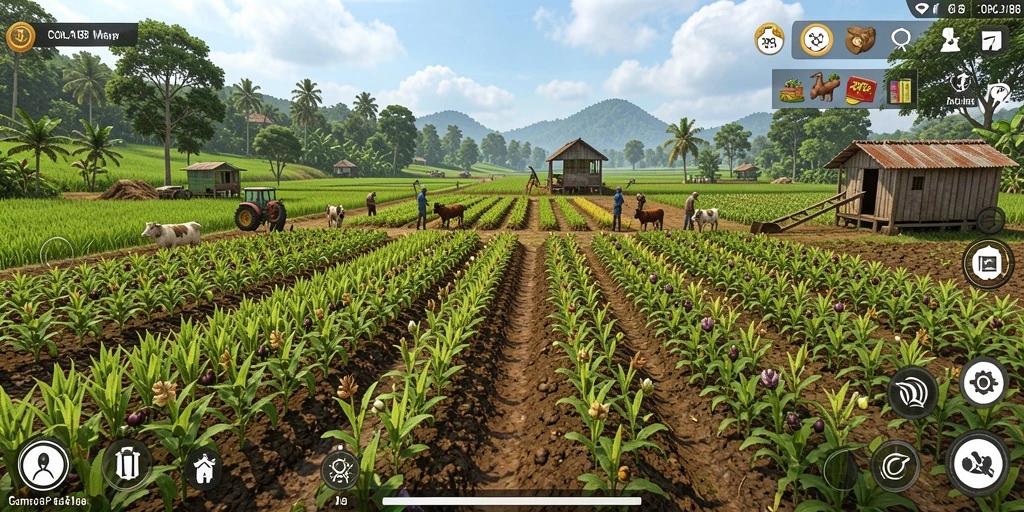 Screenshot CORLA188 menampilkan aktivitas pertanian yang mendetail dan menarik.