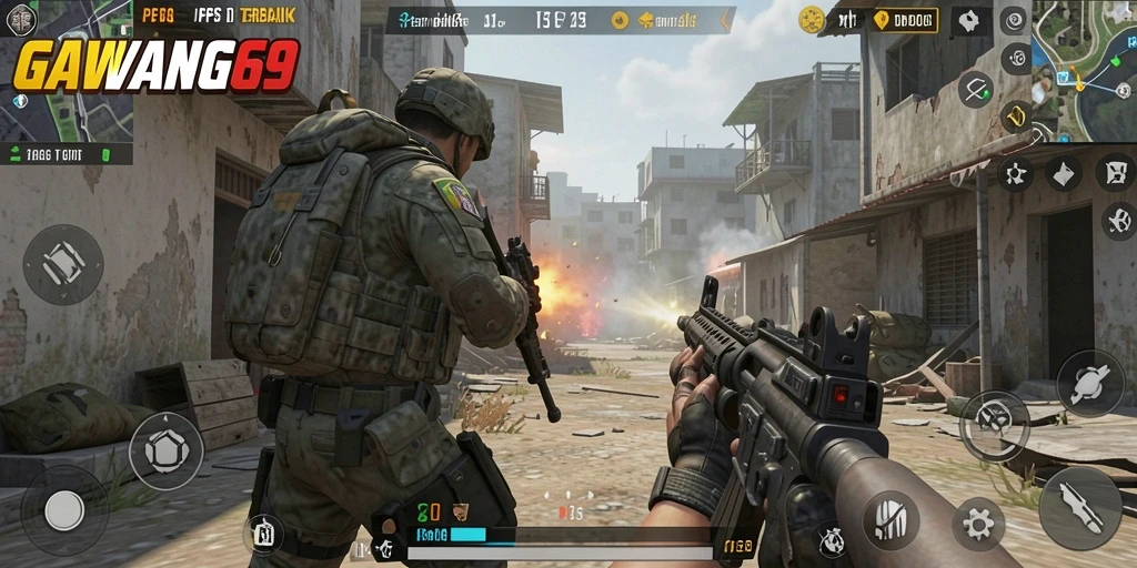 Screenshot GAWANG69 menampilkan pertempuran FPS yang seru dan mendebarkan.