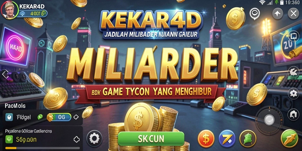 Tangkapan layar utama game KEKAR4D menampilkan aksi seru dalam membangun bisnis.