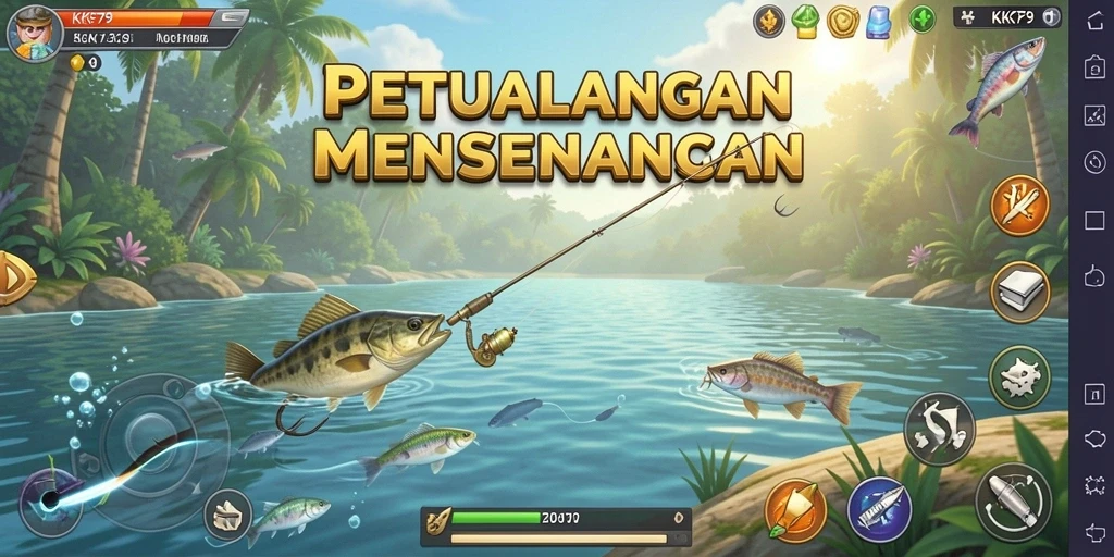 Tampilan gameplay KPK79 yang menampilkan aksi memancing seru.