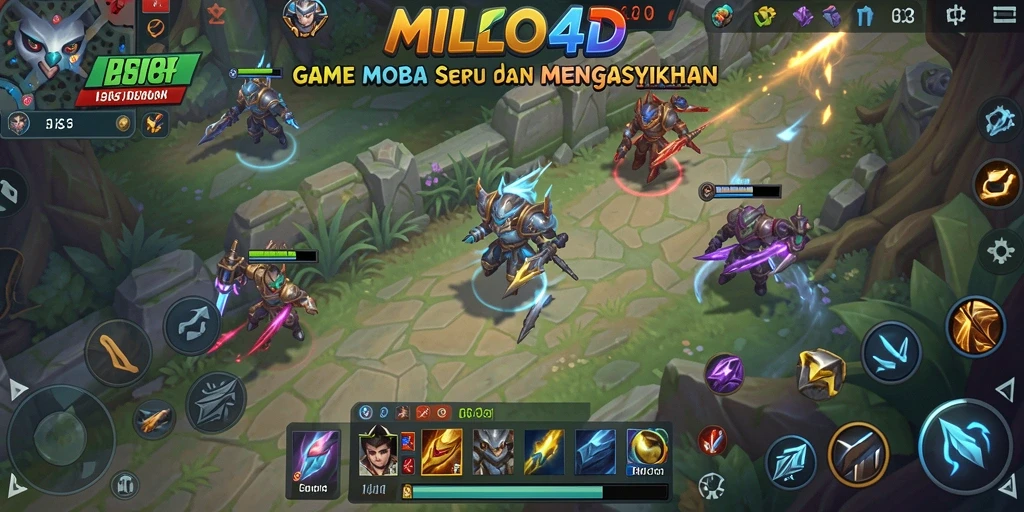 Tampilan gameplay seru di arena MOBA MILO4D.