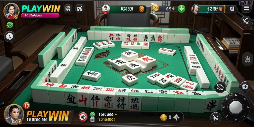 Screenshot utama PLAYWIN menampilkan aksi seru permainan Mahjong.