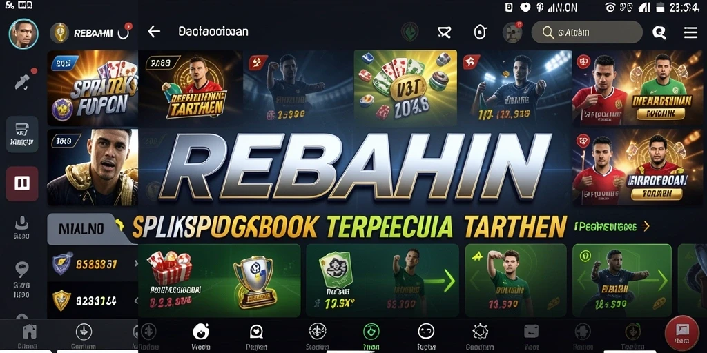 Tampilan gameplay REBAHIN dengan fitur taruhan olahraga yang menarik.