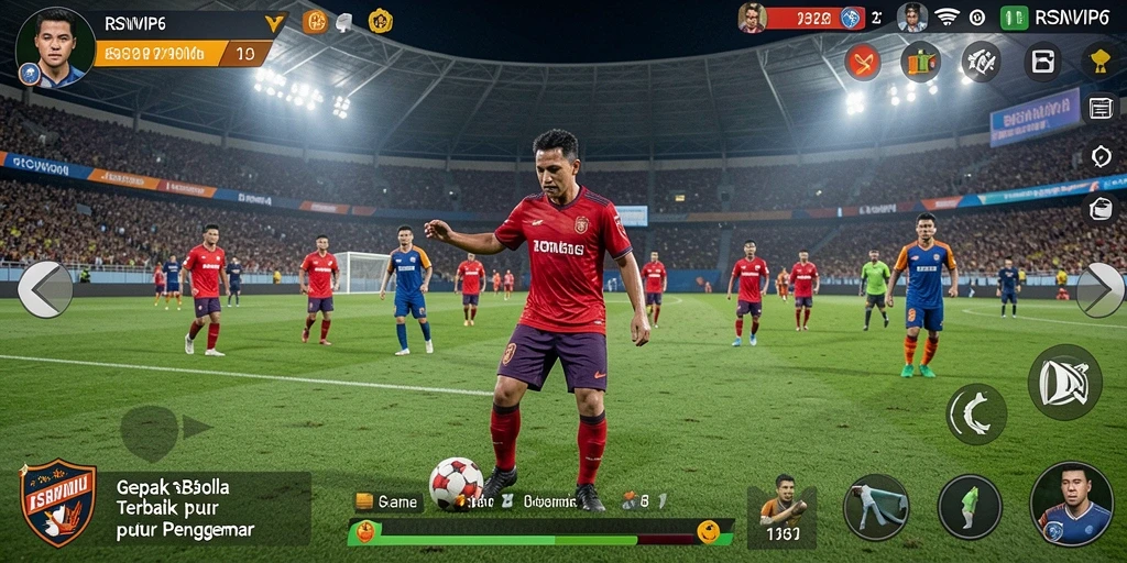 Tampilan gameplay RSNVIP6 yang menarik dengan aksi sepak bola nyata.
