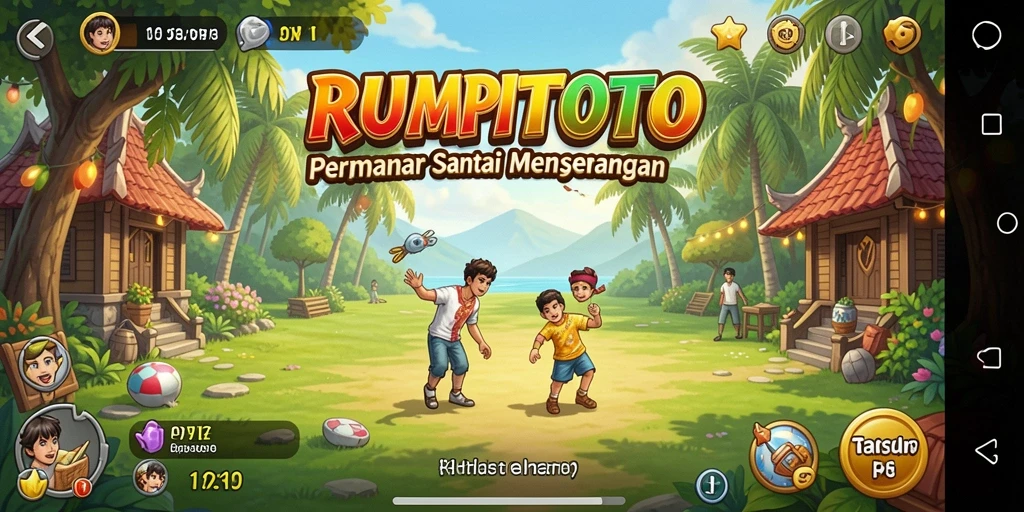 Tampilan gameplay RUMPITOTO yang penuh warna dan ceria.