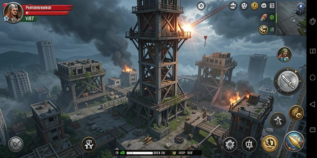 Tangkapan layar V87 menunjukkan aksi menegangkan dalam gameplay Tower Defense.